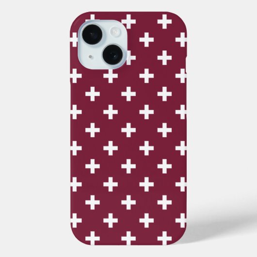 Witte polka kruisen op moerbei Case-Mate iPhone case (Achterkant)
