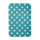 Witte polka kruist blauwgroen badmat (Voorkant Verticaal)