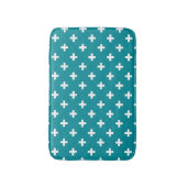 Witte polka kruist blauwgroen badmat (Voorkant Verticaal)