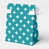 Witte polka kruist blauwgroen bedankdoosjes (Achterkant)