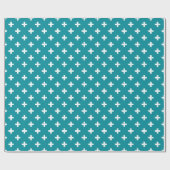 Witte polka kruist blauwgroen cadeaupapier (Vlak)