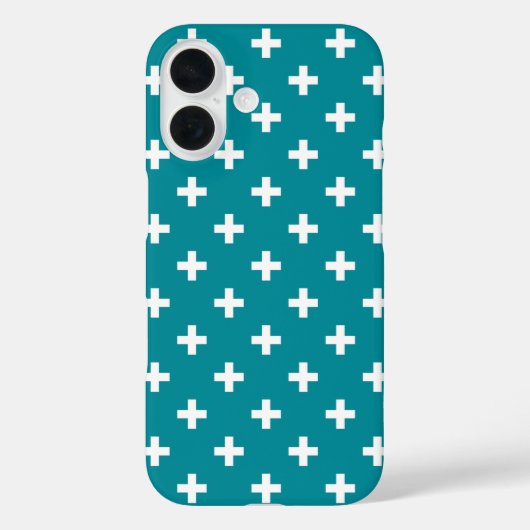 Witte polka kruist blauwgroen Case-Mate iPhone case (Achterkant)
