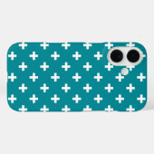 Witte polka kruist blauwgroen Case-Mate iPhone case (Achterkant (horizontaal))