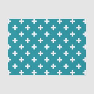 Witte polka kruist blauwgroen tissuepapier