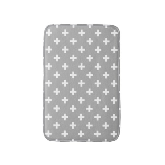 Witte polka kruist grijs badmat (Voorkant Verticaal)