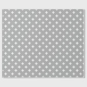 Witte polka kruist grijs cadeaupapier (Vlak)