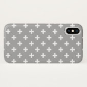 Witte polka kruist grijs Case-Mate iPhone case (Achterkant (horizontaal))