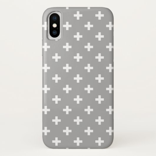 Witte polka kruist grijs Case-Mate iPhone case (Achterkant)
