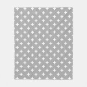 Witte polka kruist grijs fleece deken (Voorkant)