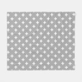 Witte polka kruist grijs fleece deken (Voorkant (Horizontaal))