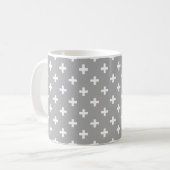 Witte polka kruist grijs koffiemok (Voorkant links)