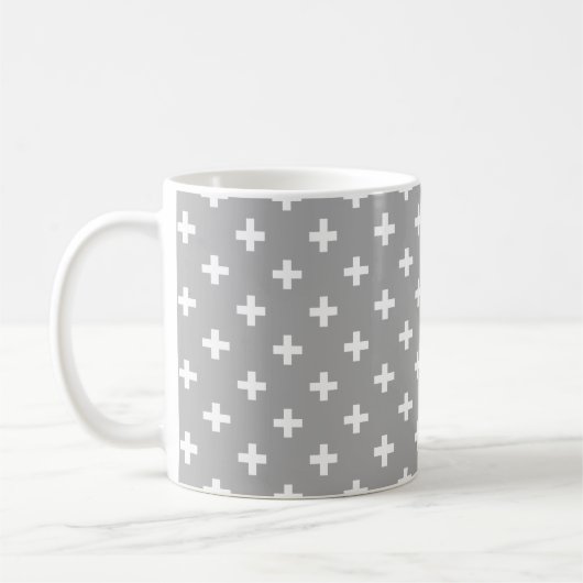 Witte polka kruist grijs koffiemok (Links)