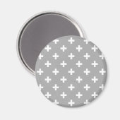 Witte polka kruist grijs magneet (Voorkant / Achterkant)