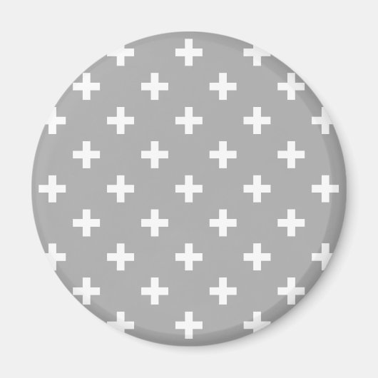 Witte polka kruist grijs magneet (Voorkant)