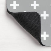 Witte polka kruist grijs muismat (Hoek)