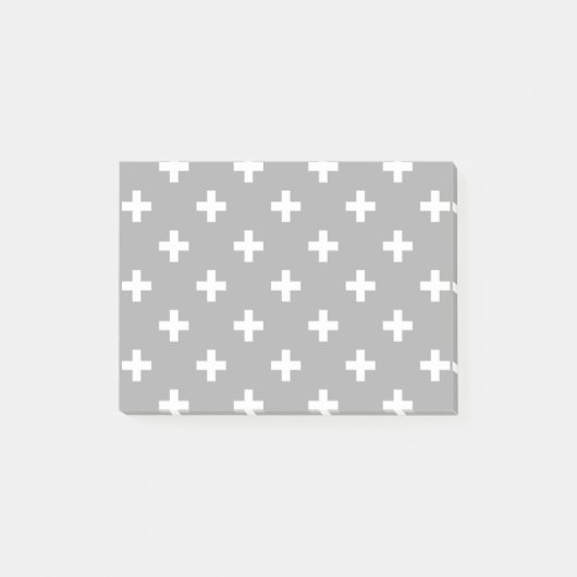 Witte polka kruist grijs post-it® notes (Voorkant)