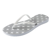 Witte polka kruist grijs teenslippers (Schuin)
