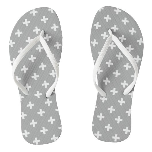 Witte polka kruist grijs teenslippers (Voetbed)