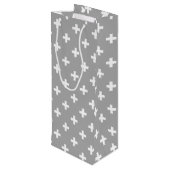 Witte polka kruist grijs wijn cadeautas (Achterkant Gekanteld)