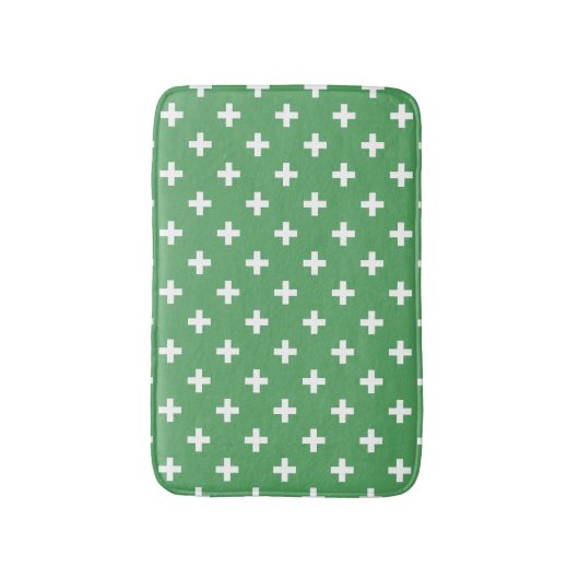Witte polka kruist groen badmat (Voorkant Verticaal)