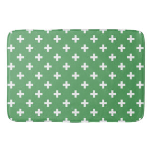 Witte polka kruist groen badmat