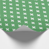 Witte polka kruist groen cadeaupapier (Hoek)