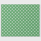 Witte polka kruist groen cadeaupapier (Vlak)
