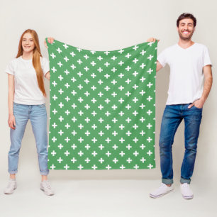Witte polka kruist groen fleece deken