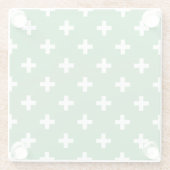 Witte polka kruist groen glazen onderzetter (Achterkant)