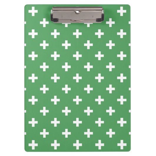 Witte polka kruist groen klembord (Voorkant)