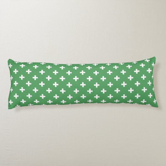 Witte polka kruist groen lichaamskussen (Achterkant)