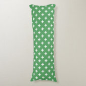 Witte polka kruist groen lichaamskussen (Voorkant Verticaal)