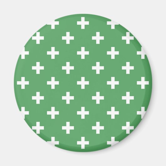 Witte polka kruist groen magneet (Voorkant)