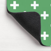 Witte polka kruist groen muismat (Hoek)