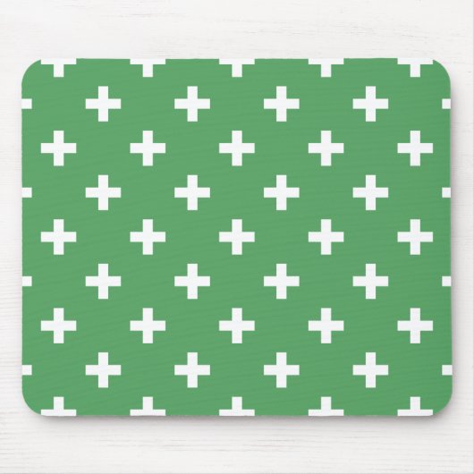 Witte polka kruist groen muismat (Voorkant)