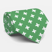 Witte polka kruist groen stropdas (Opgerold)