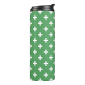 Witte polka kruist groen thermosbeker (Gedraaid links)