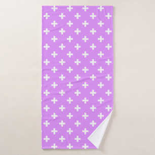 Witte polka kruist lila badhanddoek
