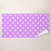 Witte polka kruist lila badhanddoek (Badhanddoek)