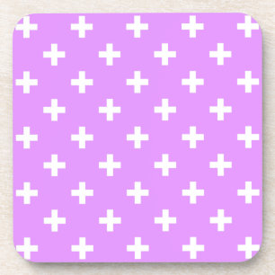 Witte polka kruist lila bier onderzetter