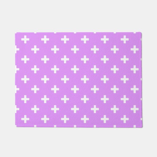 Witte polka kruist lila deurmat (Voorkant)