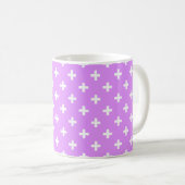 Witte polka kruist lila koffiemok (Voorkant rechts)