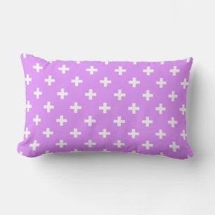 Witte polka kruist lila kussen