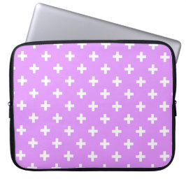 Witte polka kruist lila laptop sleeve