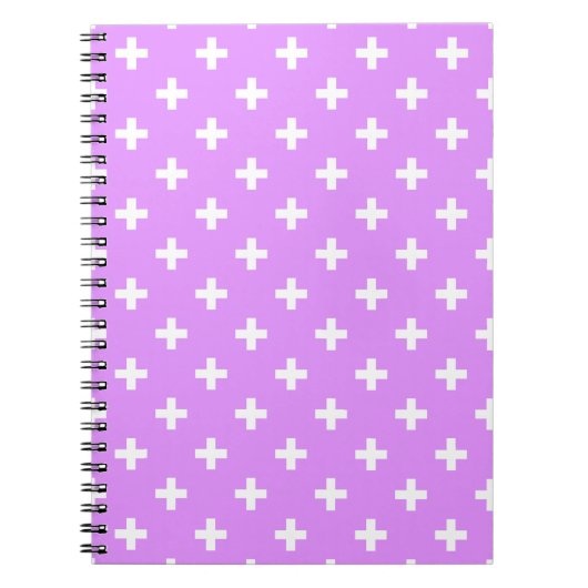 Witte polka kruist lila notitieboek (Voorkant)