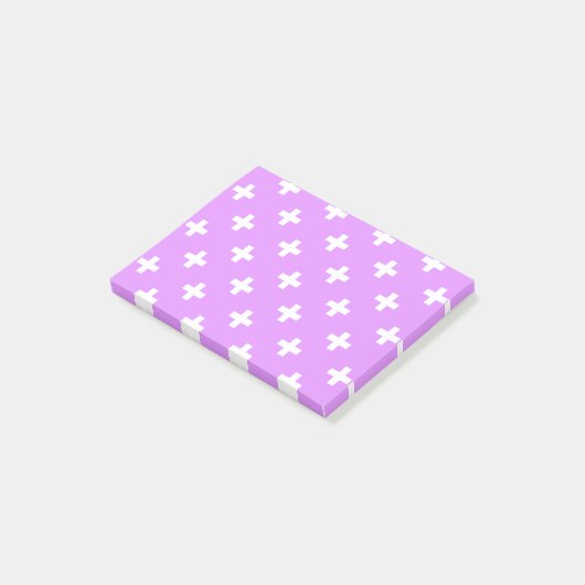 Witte polka kruist lila post-it® notes (Schuin)