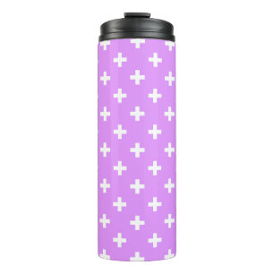 Witte polka kruist lila thermosbeker