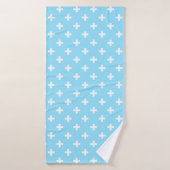 Witte polka kruist op babyblauw badhanddoek (Badhanddoek)
