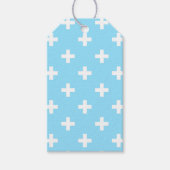 Witte polka kruist op babyblauw cadeaulabel (Voorkant)