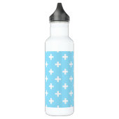 Witte polka kruist op babyblauw waterfles  (Links)